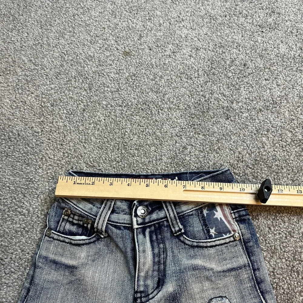 Vintage & Denim Jeans Boys 4 Light‎ Wash Distressed American Flag Patch Straight